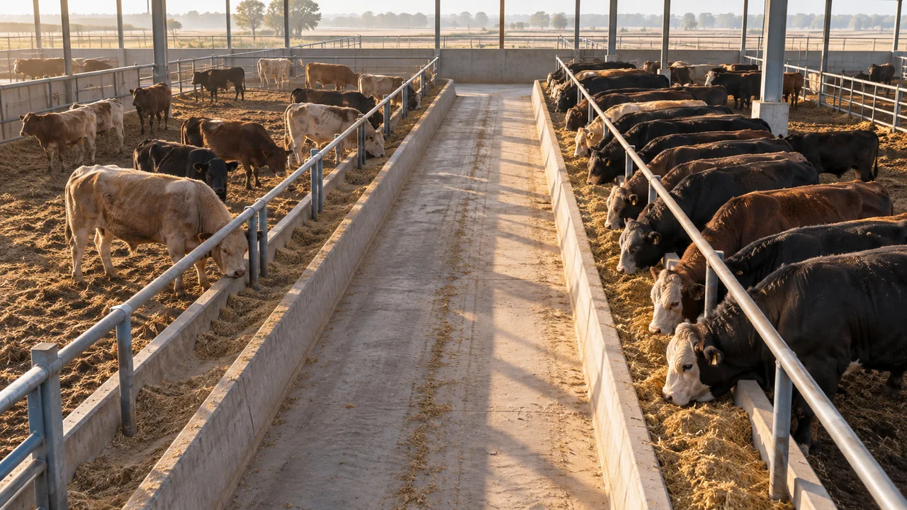 Dos corrales de terneros de cebo con distinto peso y comportamiento ante el comedero